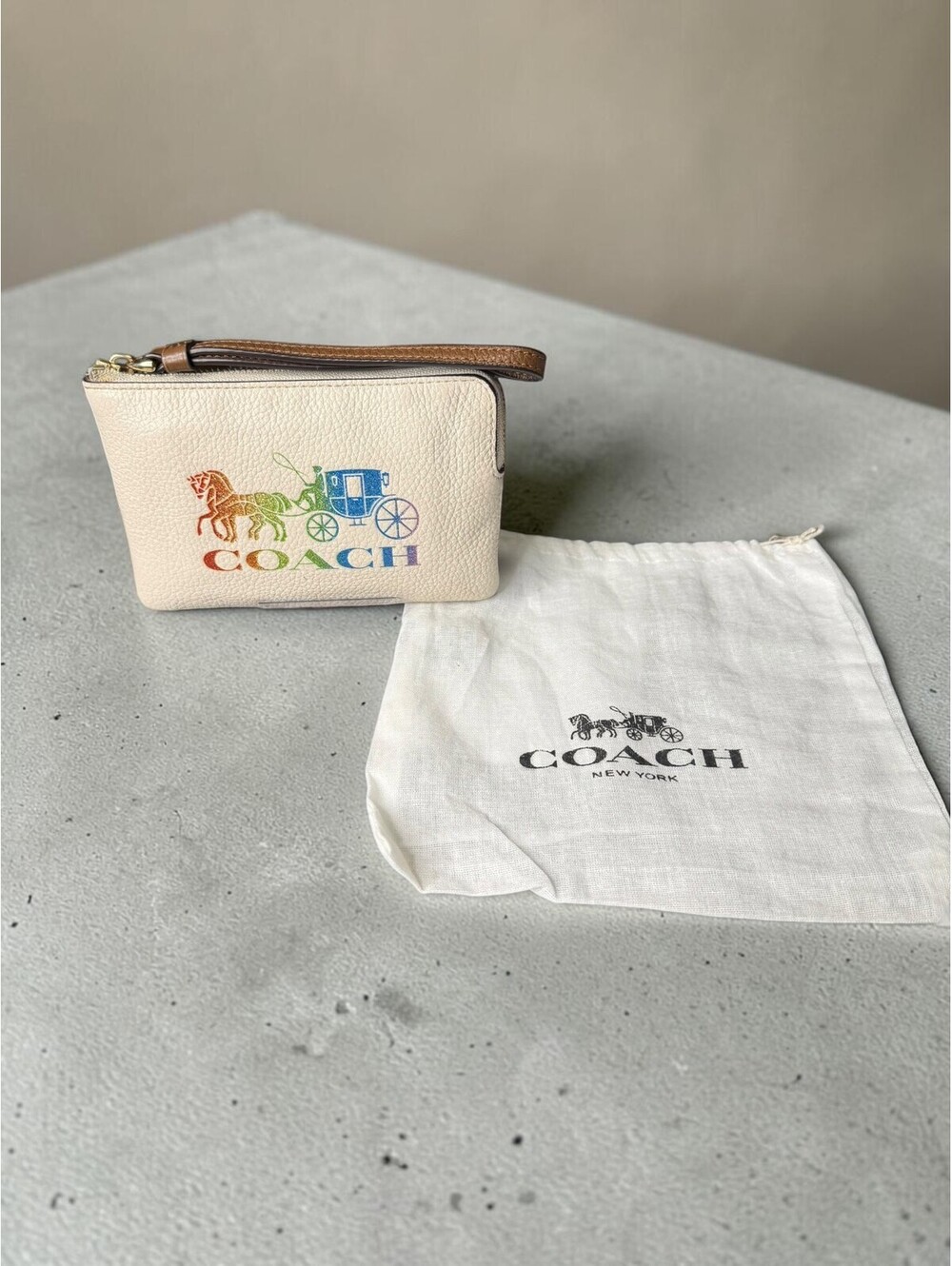 Coach Rainbow Carriage Leather Wristlet